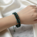 Kan Taşı 4 mm Çift Sıra Doğal Taş Bileklik – Unisex El İşçiliği