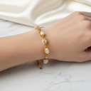 Sarı Kaplan Gözü Natürel Kesim Doğal Taş Makrome Bileklik – Unisex El İşçiliği