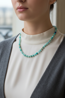 Amazonit 6 mm Düğümlü Doğal Taş Kolye – Unisex El İşçiliği