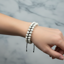 Ay Taşı 8mm Çift Sıra Makrome Doğal Taş Bileklik