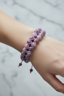 Lepidolit 8mm Çift Sıra Makrome Doğal Taş Bileklik