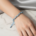 Akuamarin Natürel Kesim Doğal Taş Makrome Bileklik – Unisex El İşçiliği