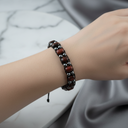 Kaplan Gözü & Hematit Doğal Taş Erkek Makrome Bileklik – El İşçiliği