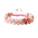 Opal Pembe 8mm Çift Sıra Makrome Doğal Taş Bileklik