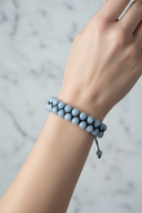 Anjelit 8mm Çift Sıra Makrome Doğal Taş Bileklik