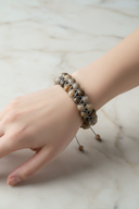 Fosil Mercan 8mm Çift Sıra Makrome Doğal Taş Bileklik