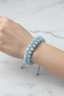 Akuamarin 8mm Çift Sıra Makrome Doğal Taş Bileklik