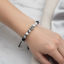 Havlit, Siyah Turmalin & Hematit Doğal Taş 925 Ayar Gümüş Tasarım Bileklik – Özel Tasarım