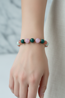 Yemen Akiği, Larimar, Kunzit, Zümrüt ve Hematit Doğal Taş Bileklik – Misinalı, Unisex Tasarım