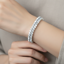 Sedef Beyaz 4mm Çift Sıra Doğal Taş Makrome Bileklik – El İşçiliği