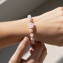 Pembe Kuvars, İnci, Hematit Doğal Taş Bileklik