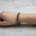 Rodonit 8 mm Merdiven Kapama Doğal Taş Bileklik – El İşçiliği