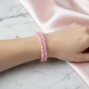 Pembe Kuvars (Gül Kuvars) 3-4 mm Çift Sıra Doğal Taş Bileklik – Unisex El İşçiliği
