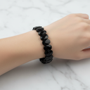 Siyah Turmalin Doğal Taş Geniş Kesim Bileklik