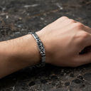 Hematit Doğal Taş 925 Ayar Gümüş Erkek Tasarım Bileklik – Özel Tasarım