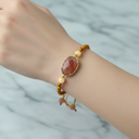 Çilek Kuvars – Kalsit Doğal Taş Makrome Bileklik – Özel Tasarım