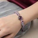 Mor Florit – Ametist Doğal Taş Makrome Bileklik – Özel Tasarım