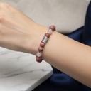 Rodonit & Pembe Kuvars Zirkon Aparatlı 925 Ayar Gümüş Bileklik – Özel Tasarım