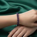 Ametist 8 mm Merdiven Kapama Doğal Taş Bileklik – El İşçiliği