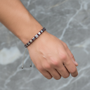 Bordo Granat Lal & Hematit Doğal Taş Erkek Makrome Bileklik – Özel Tasarım