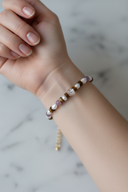 Yakut, İnci, Kaplan Gözü Gümüş Kapama Doğal Taş Bileklik