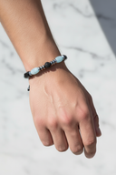 Şungit, Akuamarin ve Hematit Doğal Taş Bileklik – Unisex Şık Tasarım