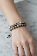 Gri Lav Taşı 8mm Çift Sıra Makrome Doğal Taş Bileklik