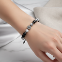 Havlit, Siyah Turmalin & Hematit Doğal Taş 925 Ayar Gümüş Tasarım Bileklik – Özel Tasarım