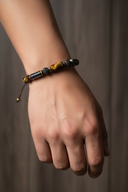 Kaplan Gözü ve Hematit Doğal Taş Bileklik – Unisex Şık Tasarım