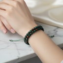 Kan Taşı 4 mm Çift Sıra Doğal Taş Bileklik – Unisex El İşçiliği