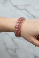 Çilek Kuvars Doğal Taş Geniş Kesim Bileklik