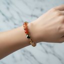 Karnelyan Akik, Turuncu Aventurin, Prehnit, Sedef & Hematit Doğal Taş Bileklik – Özel Tasarım