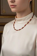 Kırmızı Akik & Hematit Doğal Taş Kolye – Özel Tasarım