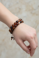 Kahve Göz Akik 8mm Çift Sıra Makrome Doğal Taş Bileklik