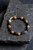 Sertifikalı Jasper, Obsidyen, Hematit Doğal Taş Makrome Bileklik